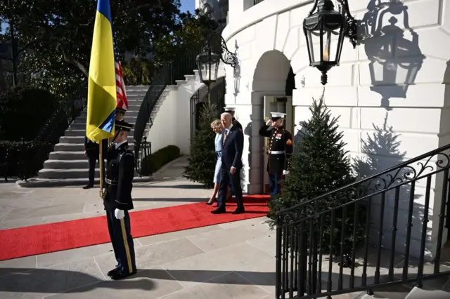 President Joe Biden and Jill Biden prepare to welcome President of Ukraine Volodymyr Zelensky to the White House on December 21, 2022