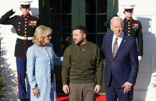 President Zelensky poses with President Joe Biden and First Lady Jill Biden