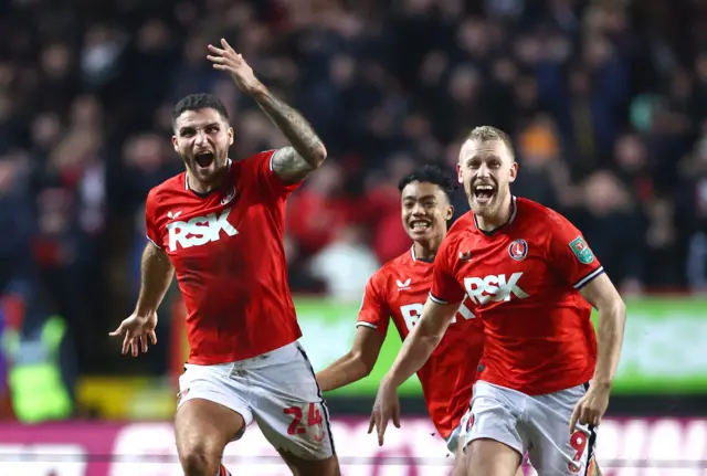 Charlton celebrate beating Brighton