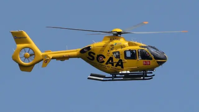 A Scottish air ambulance in the sky