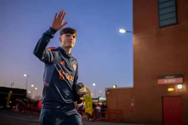 Manchester United's Alejandro Garnacho arrives at Old Trafford