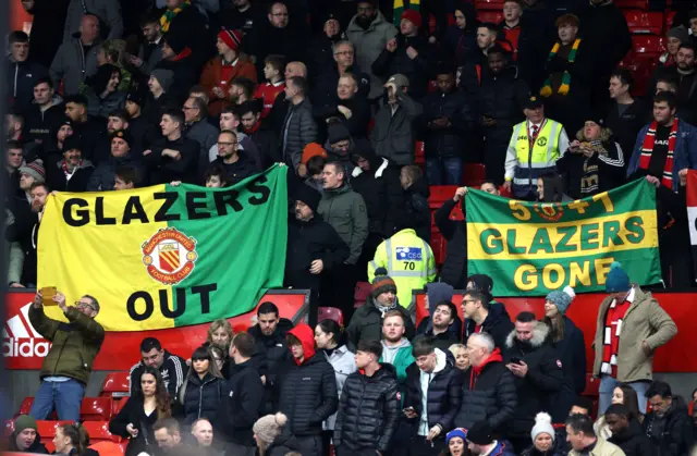 Glazers out flags at Old Trafford