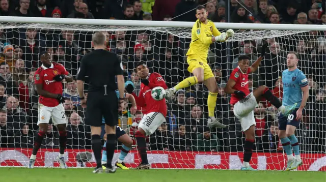 Martin Dubravka misjudges a punched clearance