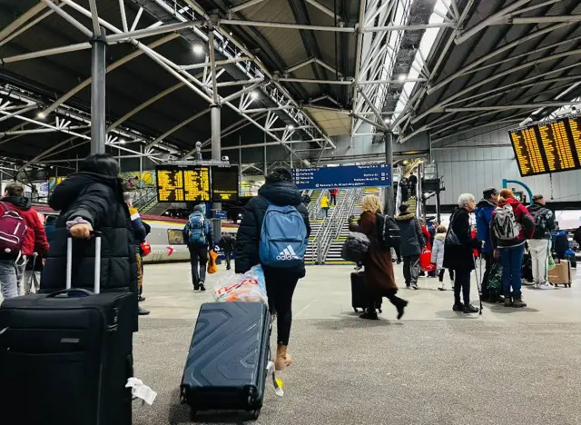 Passengers at Leeds train station