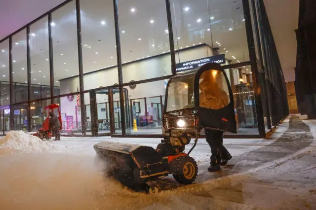 Snow being cleared in Chicago, Illinois.