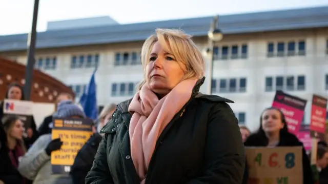 RCN general secretary Pat Cullen on a picket line