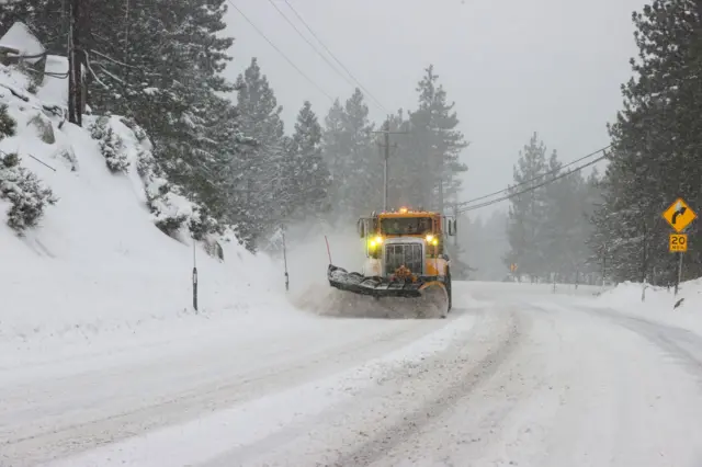 A snowplow is seen in Nevada