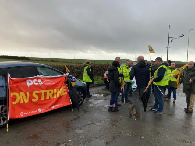 Members of the PCS striking on the picket line