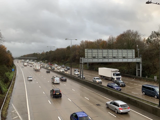 Traffic on the M25 in Surrey