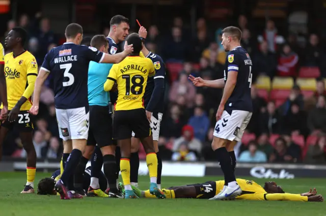 Hassane Kamara is sent off