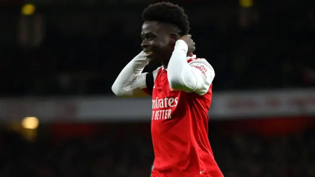 Bukayo Saka responds to a decision