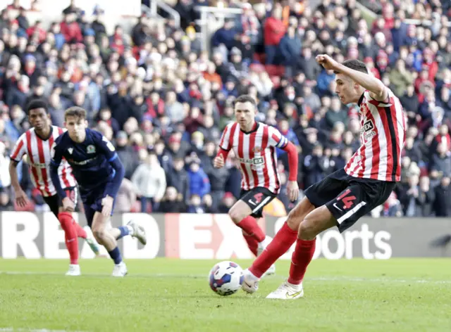 Ross Stewart scores a penalty against Blackburn