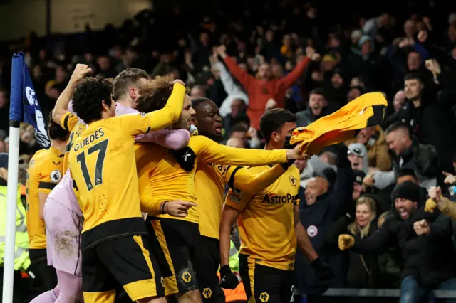 Wolves players celebrate