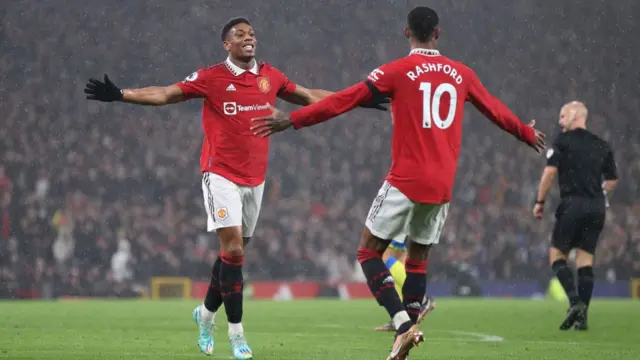 Anthony Martial and Marcus Rashford celebrate