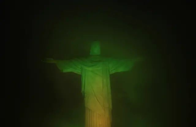 Christ the Redeemer statue is lit up in Brazilian colours as a tribute to Pele