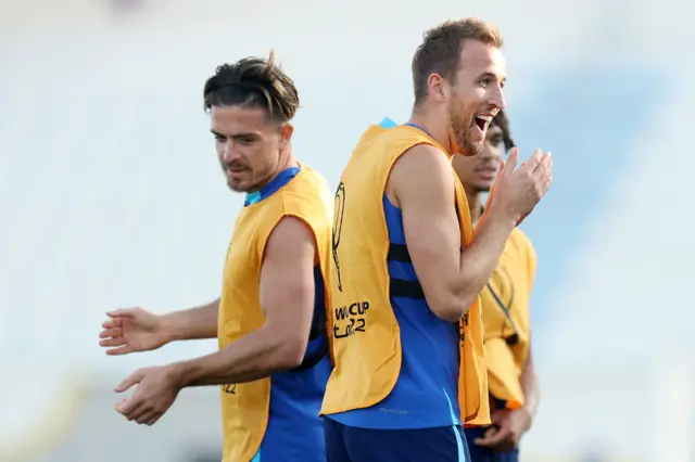 Harry Kane and Jack Grealish in England training