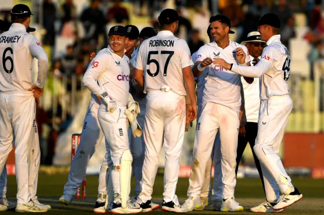 England celebrate wicket