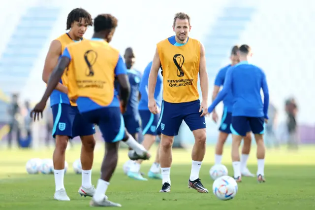 Harry Kane and Trent Alexander-Arnold during England training