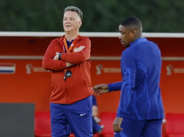 Netherlands coach Louis van Gaal during training