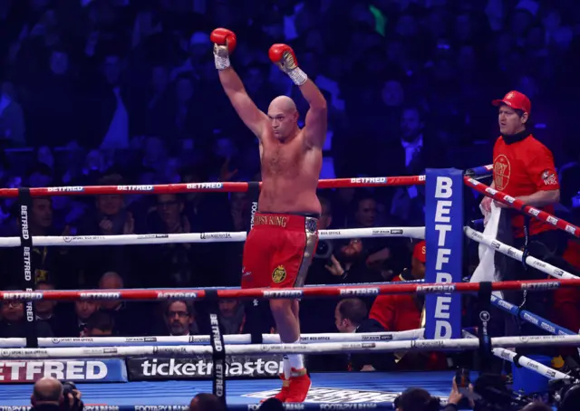 Tyson Fury celebrates