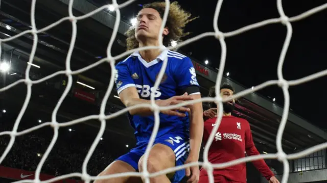 Wout Faes scoring an own goal
