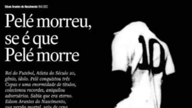 A newspaper headline about Pele