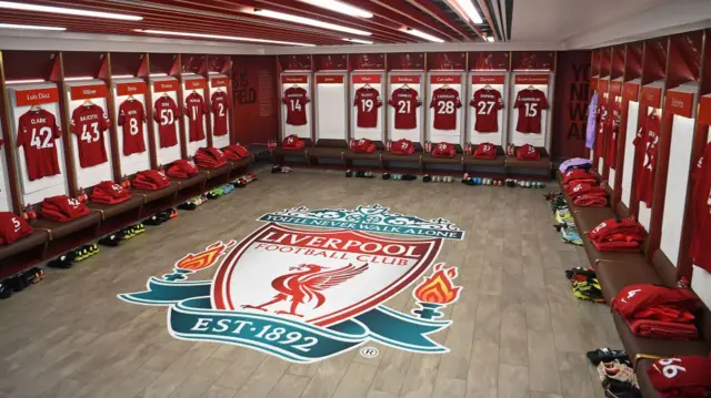 A photo of Liverpool's dressing room