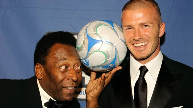 Pele and David Beckham at the MLS W.O.R.K.S. and The U.S. Soccer Foundation's Gala Benefit to Celebrate the Sport of Soccer in the United States at Gotham Hall on March 19, 2008 in New York City