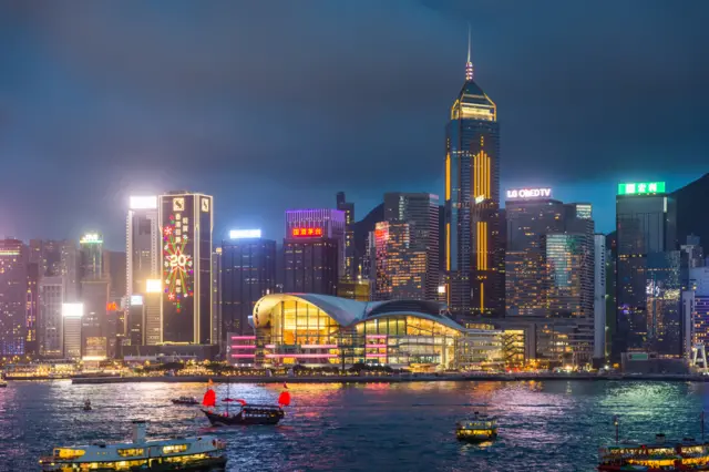 Hong Kong's Victoria Harbour at night