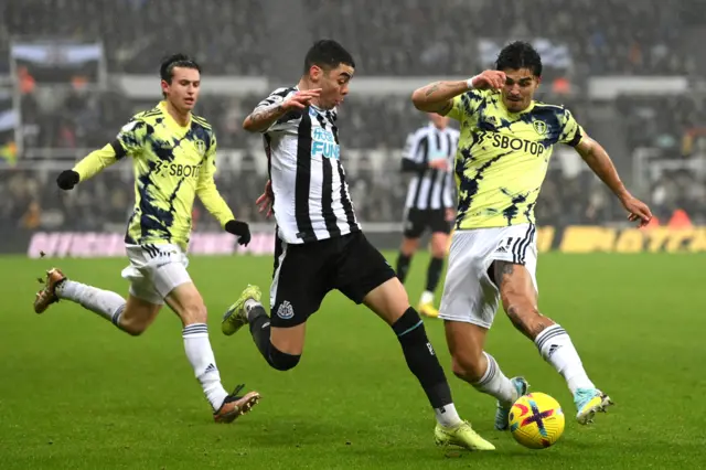 Miguel Almiron is fouled by Pascal Struijk