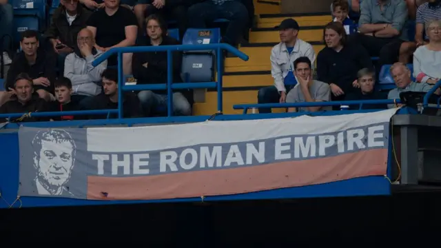 Roman Abramovich banner at Stamford Bridge