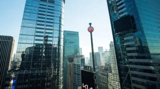 The Times Square ball is tested out ahead of the New Year's Eve celebration in New York