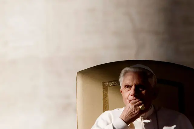 Pope Benedict XVI at the end of his general weekly audience in St. Peter's Square at the Vatican