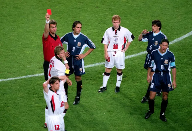 David Beckham sent off against Argentina in 1998