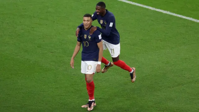 Kylian Mbappe celebrates