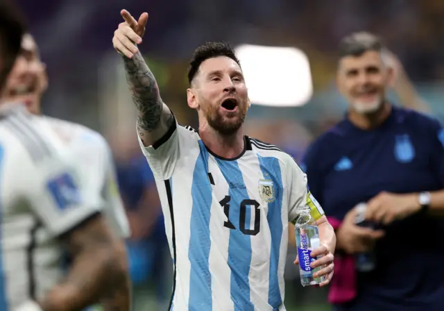 Lionel Messi celebrates Argentina beating Australia to reach the quarter-finals of the 2022 World Cup