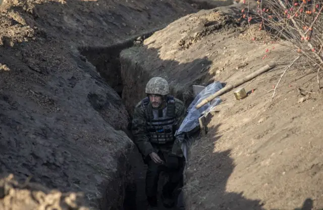 Ukrainian trench, pictured on 4 December 2022