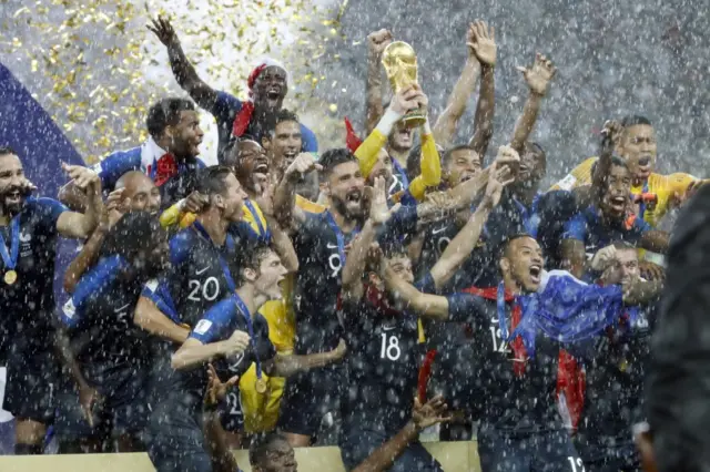 France lifting the 2018 World Cup.