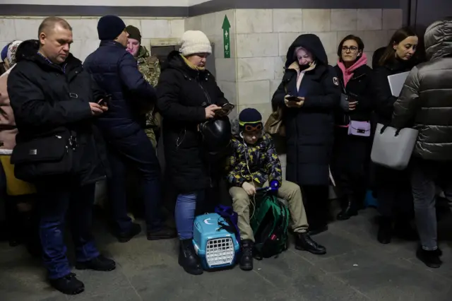 People sheltering in the metro