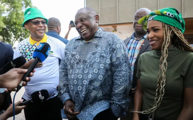 South African President Cyril Ramaphosa speaks to members of the media after attending the African National Congress (ANC) National Working Committee meeting in Johannesburg, South Africa, December 4, 2022