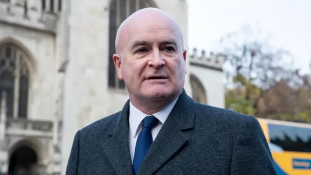 Mick Lynch photographed on the streets of Westminster