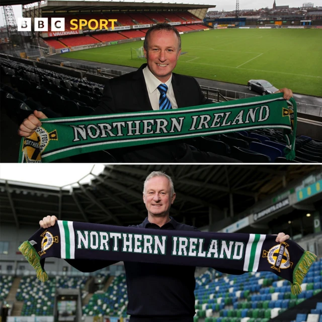 Michael O'Neill in 2012 and 2022