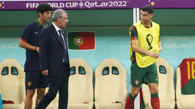 Portugal head coach Fernando Santos and Ronaldo on the sidelines