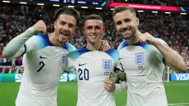 Jack Grealish, Phil Foden and Luke Shaw