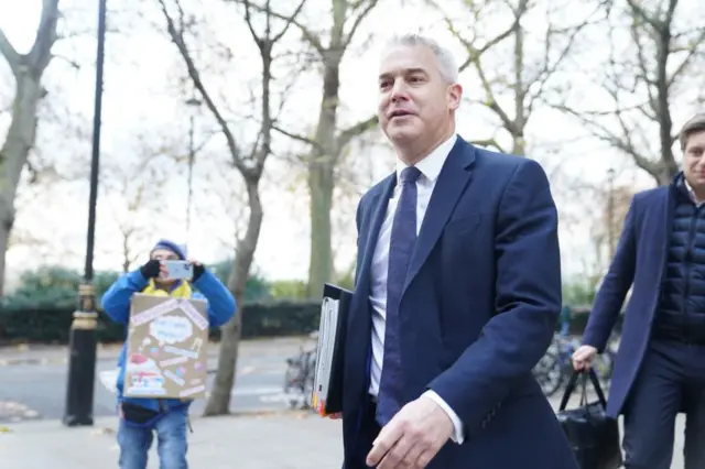 Health Secretary Steve Barclay leaves the Millbank studios in Westminster, London, on 7 December