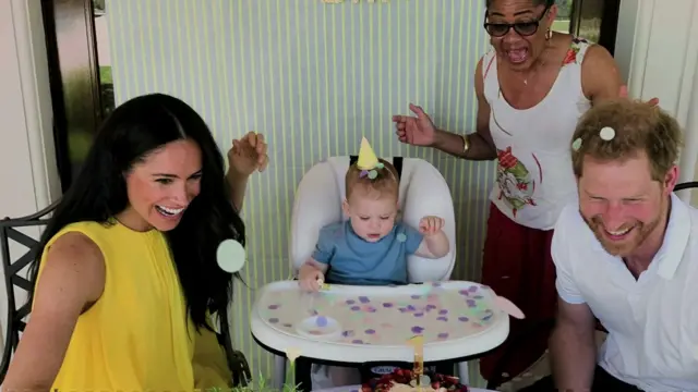 Meghan and Harry with Archie on his first birthday