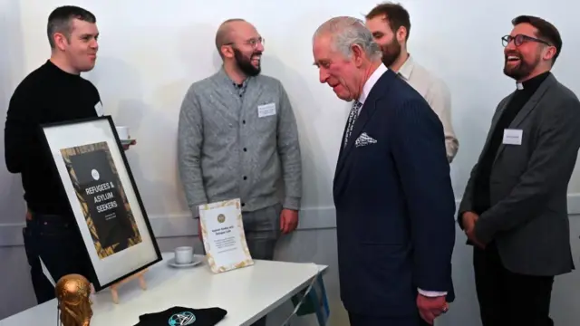 King Charles at a reception with Christian Communities at King's House, north London today