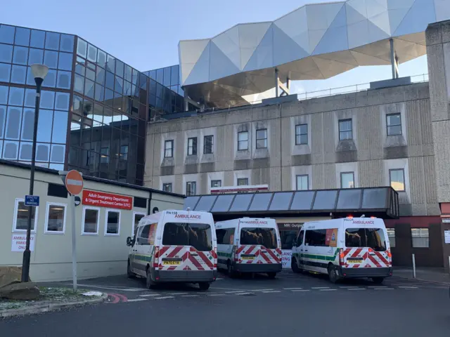 Ambulances outside Manchester Royal Infirmary