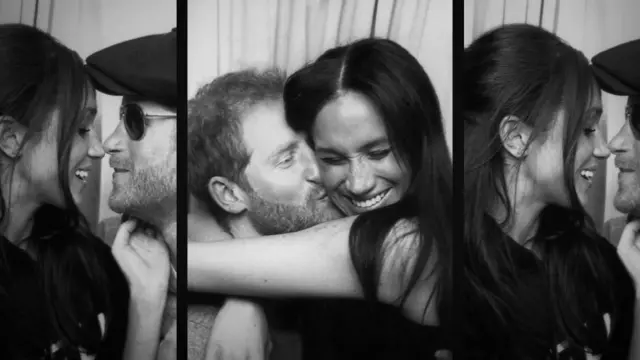 Duke of Sussex and Duchess of Sussex in a photobooth as seen in the trailer for their Netflix documementary