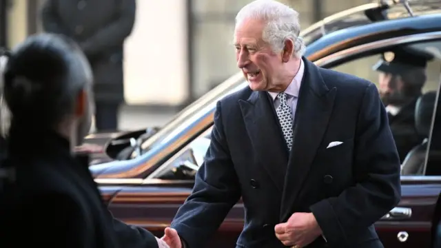 King Charles arrives for a reception with Christian Communities at King's House, north London today